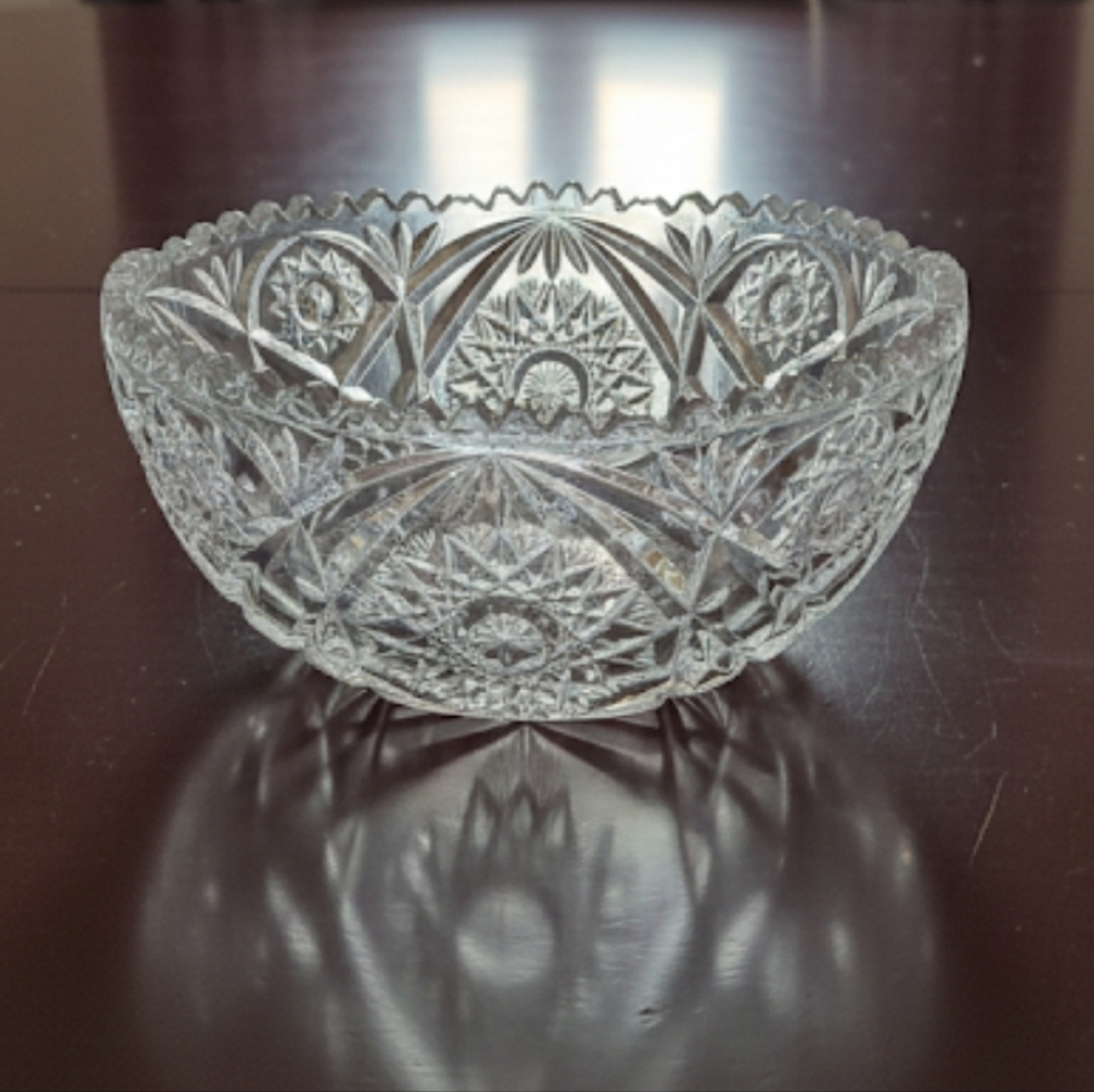 Vintage Sawtooth Crystal Bowl